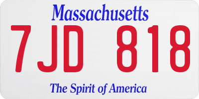 MA license plate 7JD818