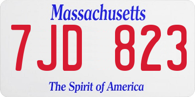 MA license plate 7JD823