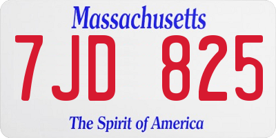 MA license plate 7JD825