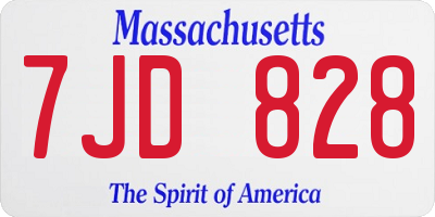 MA license plate 7JD828