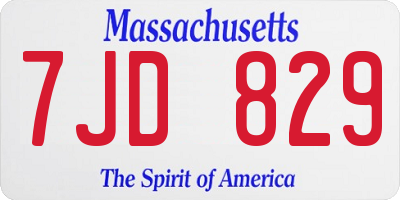 MA license plate 7JD829