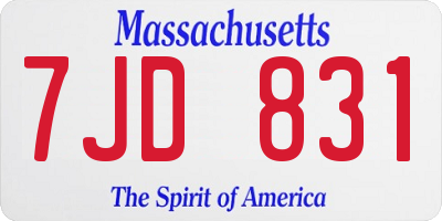MA license plate 7JD831