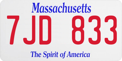 MA license plate 7JD833