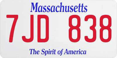 MA license plate 7JD838