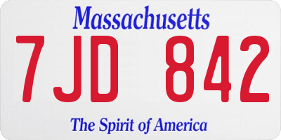 MA license plate 7JD842