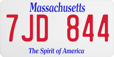 MA license plate 7JD844