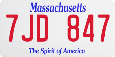 MA license plate 7JD847