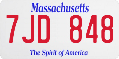 MA license plate 7JD848
