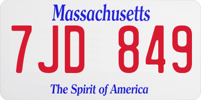 MA license plate 7JD849