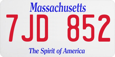 MA license plate 7JD852