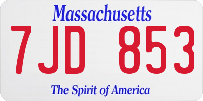 MA license plate 7JD853