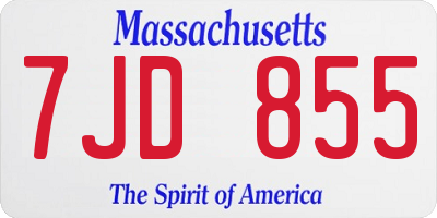 MA license plate 7JD855