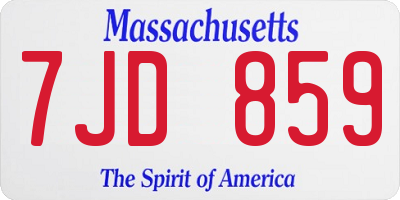 MA license plate 7JD859