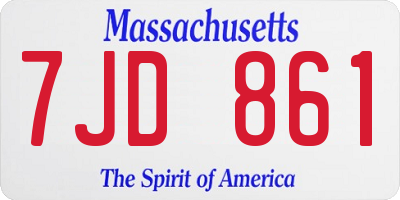 MA license plate 7JD861