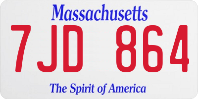 MA license plate 7JD864