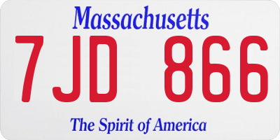 MA license plate 7JD866