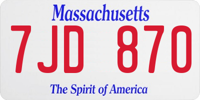 MA license plate 7JD870