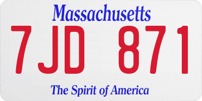 MA license plate 7JD871