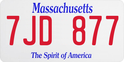 MA license plate 7JD877