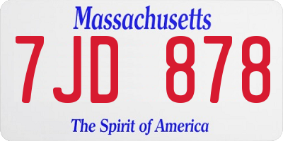 MA license plate 7JD878
