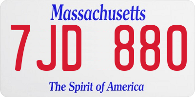 MA license plate 7JD880