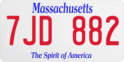 MA license plate 7JD882