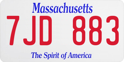 MA license plate 7JD883