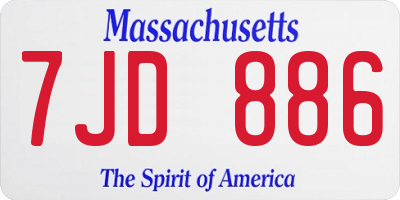 MA license plate 7JD886