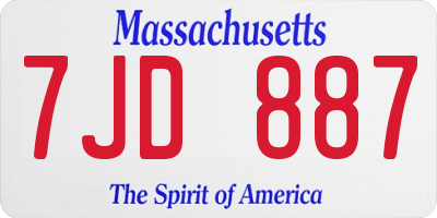 MA license plate 7JD887