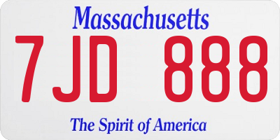 MA license plate 7JD888