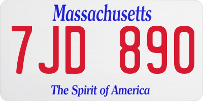 MA license plate 7JD890