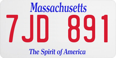 MA license plate 7JD891