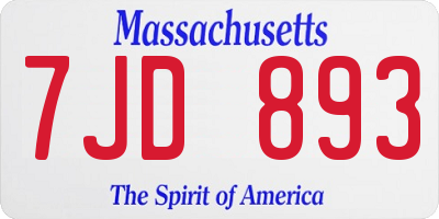 MA license plate 7JD893
