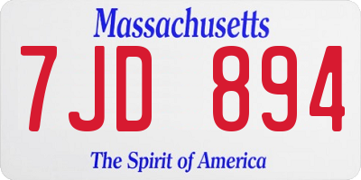 MA license plate 7JD894