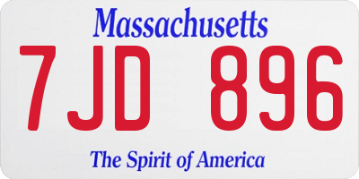 MA license plate 7JD896