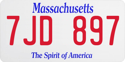 MA license plate 7JD897