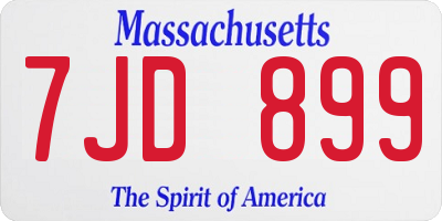 MA license plate 7JD899