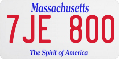 MA license plate 7JE800