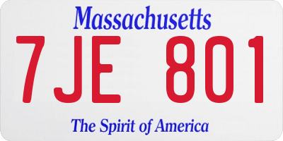 MA license plate 7JE801