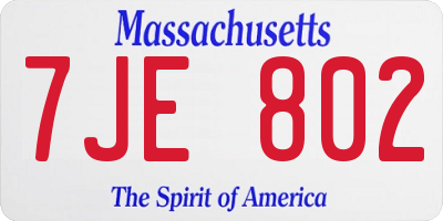 MA license plate 7JE802
