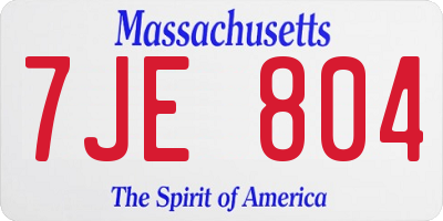 MA license plate 7JE804