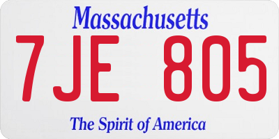 MA license plate 7JE805