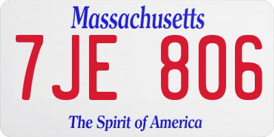 MA license plate 7JE806