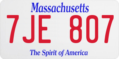 MA license plate 7JE807