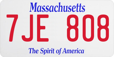 MA license plate 7JE808