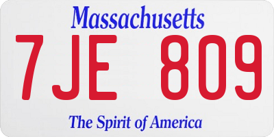 MA license plate 7JE809