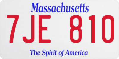 MA license plate 7JE810