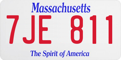 MA license plate 7JE811