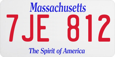 MA license plate 7JE812