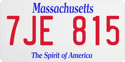 MA license plate 7JE815